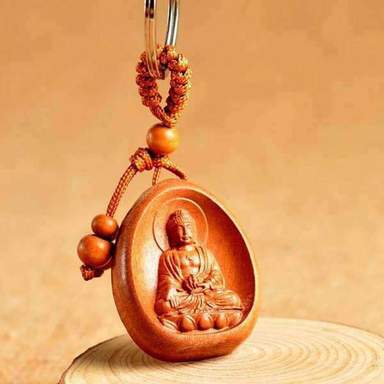 Pendentif Bouddha de médecine<br> lotus bois - [variant_title]