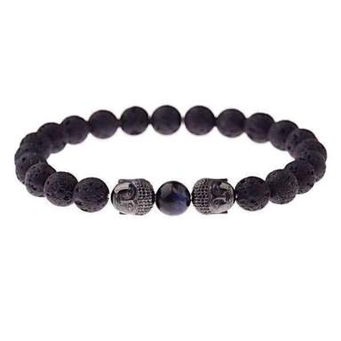 Bracelet Bouddha<br> Pierre de lave et Chakras - Nuit