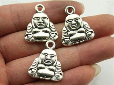 Pendentif Bouddha argent<br> Bouddha rieur (lot de 3pcs) - [variant_title]