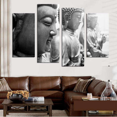 Tableau Bouddha<br> statues noir et blanc - [variant_title]