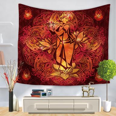 Tenture Bouddha <br> Fleures à flûte